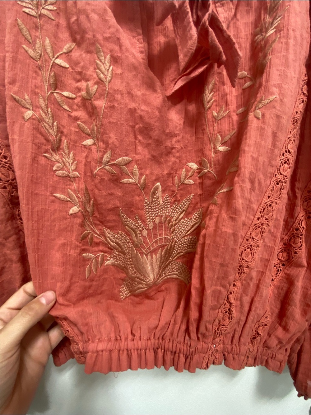 Free People Athena dusty Rose Embroidered top - Picture 3 of 7